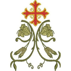 Embroidery Design Half Wheat Arabesque With Cross