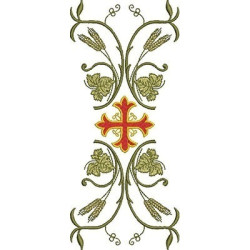 Embroidery Design Wheat Arabesque With Cross