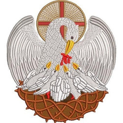 Embroidery Design Liturgical Pelican With 15 Cm