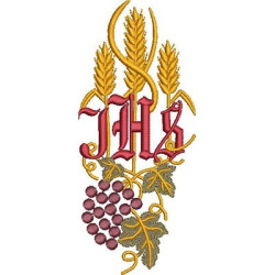 Embroidery Design Jhs With Wheat And Grape 15 Cm