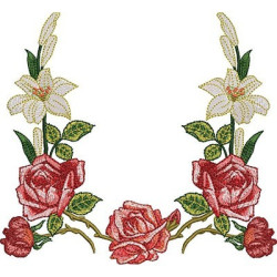 Embroidery Design Lily And Roses Frame