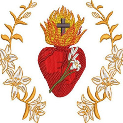 Diseño Para Bordado Marco De Lirio Con El Corazón Casto De José