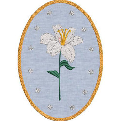 Embroidery Design Applied Medal With Lily