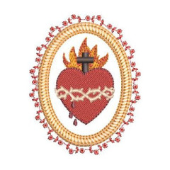 Embroidery Design Sacred Heart Of Jesus Medal 8 Cm..