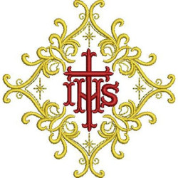 Embroidery Design Cross With Ihs 11 Cm