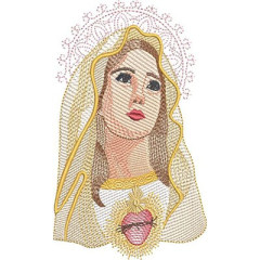 Embroidery Design Our Lady Immaculate Heart Rippled..