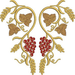 Embroidery Design Arabesques With Grapes And Wheat 13 ..