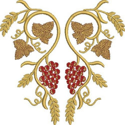 Embroidery Design Arabesques With Grapes And Wheat 13 Cm