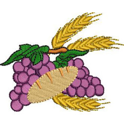 Embroidery Design Wheat And Grape Bread