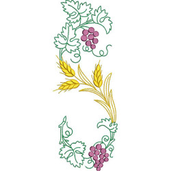 Embroidery Design Arabesque Wheat And Grapes