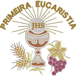 Embroidery Design First Eucharist Chalice Wheat And Grapes