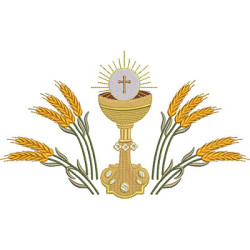 Embroidery Design Chalice With Host Consecrated With Wheat 30 Cm