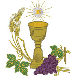 Embroidery Design Jhs Chalice With Wheat And Grapes 20 Cm