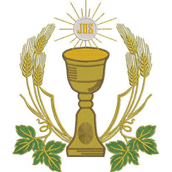 Embroidery Design Chalice With Wheat And Consacred Host 20 Cm