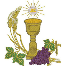 Embroidery Design Jhs Chalice With Wheat And Grapes 16 Cm