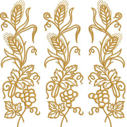 Embroidery Design Set Grape Branch With Wheat 35 Cm Golden