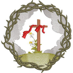 Embroidery Design Crown Of Thorns Resurrection Cross 4