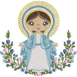 Nuestra Señora De Las Gracias Linda Con Flores 10 Cm