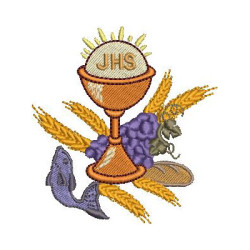 Embroidery Design Jhs Chalice With Wheat And Grapes 8,5 Cm