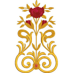 Embroidery Design Volutes 24 Cm With Roses..