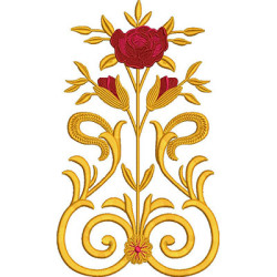 Embroidery Design Volutes 24 Cm With Roses