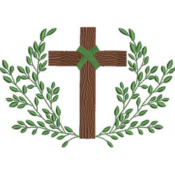 Embroidery Design Cross In Olive Tree Frame