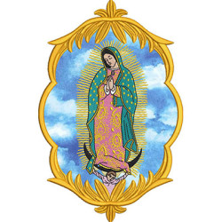 Diseño Para Bordado Guadalupe En Marco Aplicado 25 Cm