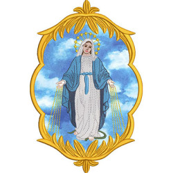 Diseño Para Bordado Nuestra Señora De Gracias En Marco Aplicado 25 Cm