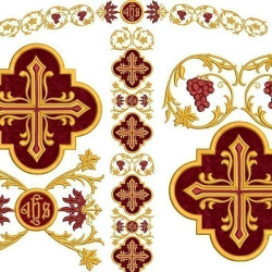Embroidery Design Set For Cross Chasuble With Necklace 184