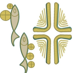 Embroidery Design Fish And Cross Set For Stole