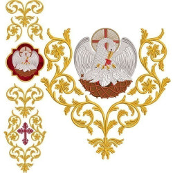 Embroidery Design Eucharistic Pelican Humeral Veil Set 311
