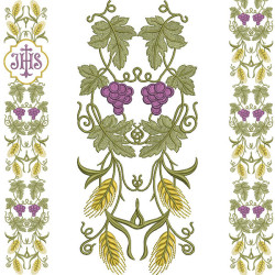 Embroidery Design Set For Gallon Wheat And Grapes 385