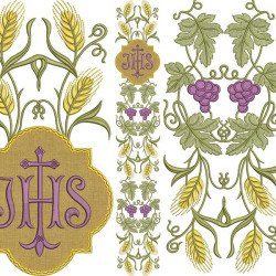 Embroidery Design Set For Gallon Wheat And Grapes 392