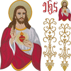 Diseño Para Bordado Juego Galón Sagrado Corazón De Jesús 411