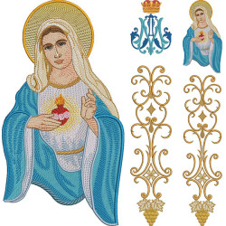 Matriz De Bordado Conjunto Para Galão Sagrado Imaculado Coração De Maria 412