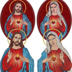 Embroidery Design Immaculate And Sacred Hearts Set 441