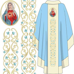Embroidery Design Immaculate Heart Chasule Or Stole Set 449