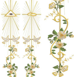Diseño Para Bordado Conjunto De Bordado Litúrgico Floral Vertical Con Anillas 462