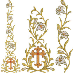 Embroidery Design Embroidery For Stole Lilies With Cross 529