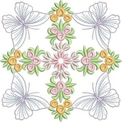 Matriz De Bordado Mandala Floral Com Borboletas 3