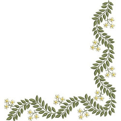 Embroidery Design Leaf Corner With Flowers
