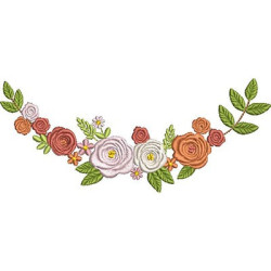Matriz De Bordado Arco Floral Com Rosas