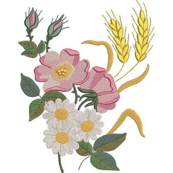 Embroidery Design Floral With Wheat 3