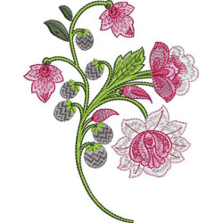 Embroidery Design Stylized Flower Branch