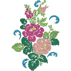 Embroidery Design 2 Branches Of Simple Stylized Flowers