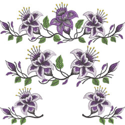 Pack Embroidery Designs Purple Flowers