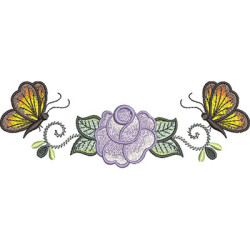 2 Embroidery Design Floral With Butterflies