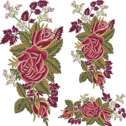 3  Embroidery Designs Vertical Roses In Three Sizes