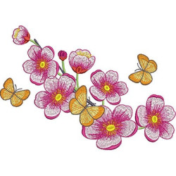 Embroidery Design Flowers With Butterflies