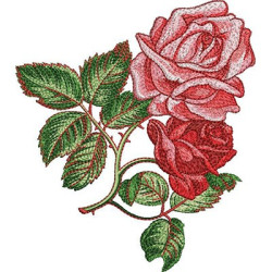 2 Embroidery Designs Rose Branch